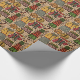 1930-talets pappra docka Polska kläder Presentpapper