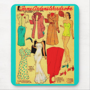 1930-talets papprare doll Jane Arden vita grädde  Musmatta