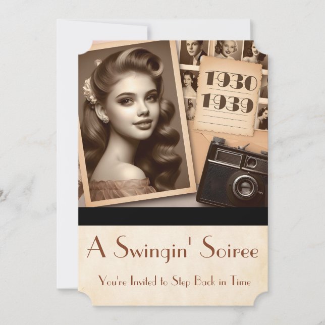 1930-talets Party Era Swinging'Soiree Teenagers Pa Inbjudningar (Framsida)