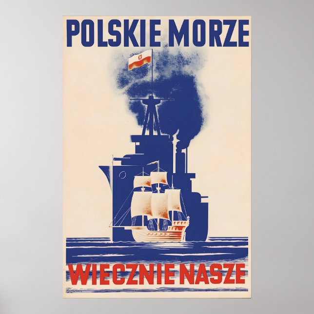 1930-talets Polen Propagandaposter Östersjön Polsk Poster (Framsidan)
