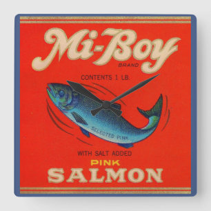 1930-talets rosa lax från Mi-Boy kan märkas Fyrkantig Klocka