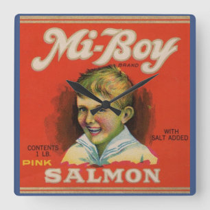 1930-talets rosa lax från Mi-Boy kan märkas Fyrkantig Klocka