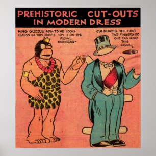 1930-talets tecknad grottman papprare docka Kung G Poster