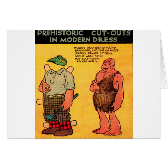 1930-talets tecknad strimma grottman papper docka  hälsningskort (Framsidan Horizontal)