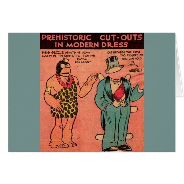 1930-talets tecknader grottman papper docka Kung G OBS Kort (Framsidan Horizontal)
