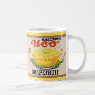 1930-talets Uco Brand Grapefruit-etikett Kaffemugg