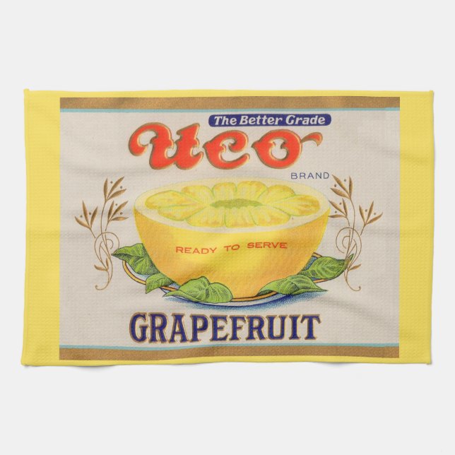 1930-talets Uco Brand Grapefruit-etikett Kökshandduk (Horisontell)
