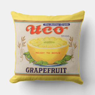 1930-talets Uco Brand Grapefruit-etikett Kudde