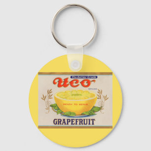 1930-talets Uco Brand Grapefruit-etikett Nyckelring