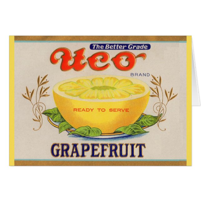 1930-talets Uco Brand Grapefruit-etikett OBS Kort (Framsidan Horizontal)