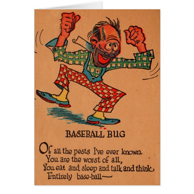 1930-talets vinäger-valentin: Baseboll-buggen Hälsningskort (Framsidan)