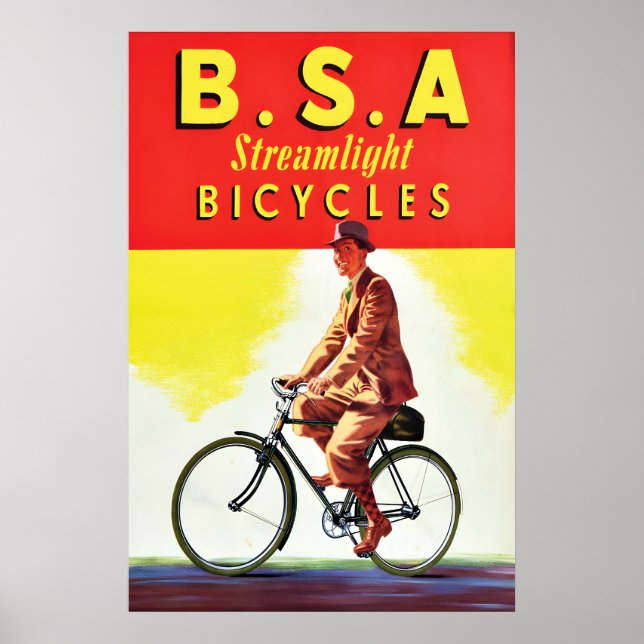 1930-tals brittisk cykelreklamaffisch BSA Poster (Framsidan)