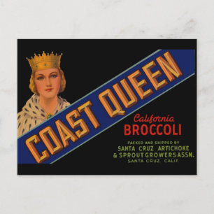 1930-tals etikett för broccoli låda från Coast Que Vykort