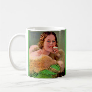 1930-talsmoker i dam kaffemugg