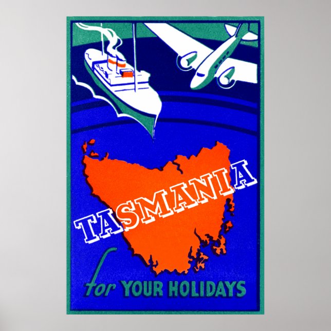 1930 Tasmania Travel Poster (Framsidan)