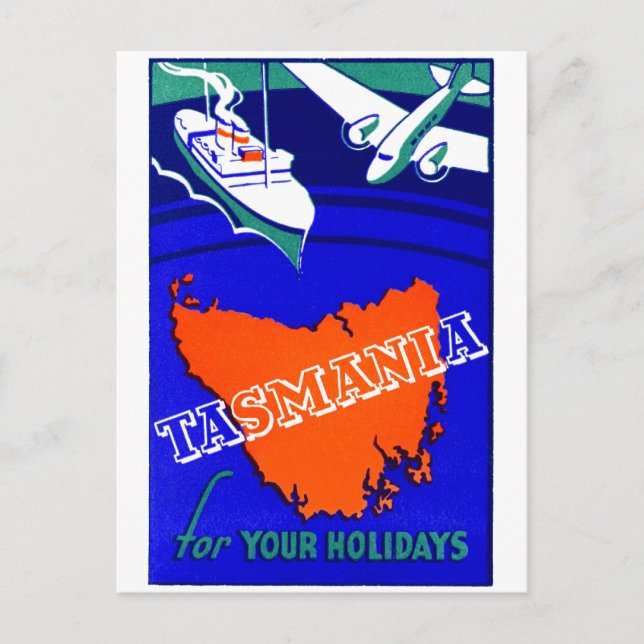 1930 Tasmania Travel Poster Vykort (Framsida)