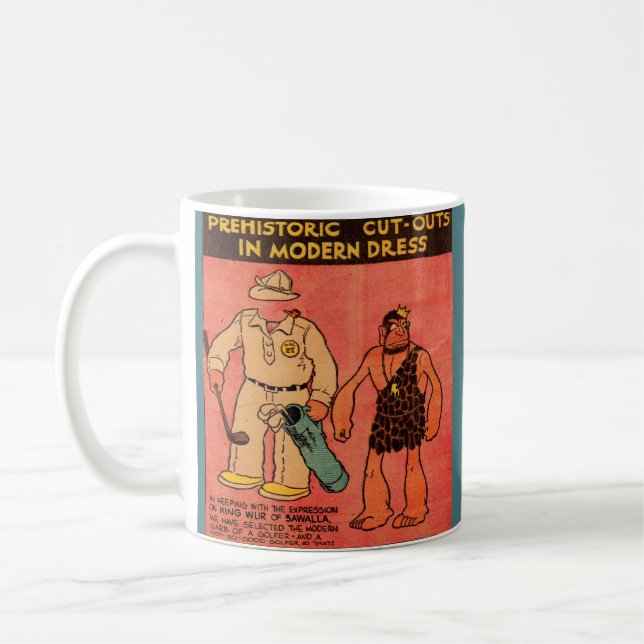 1930 tecknader papper dollgrotta Kung Wur Kaffemugg (Vänster)