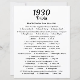 1930 Trivia-spel | 95:e Födelsedagsfestens spel