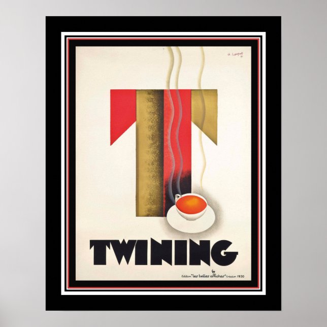 1930 Twining Tea Ad av Charles Loupot Poster (Framsidan)