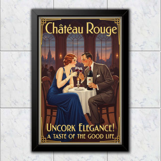 1930 Vintage Château Rouge Vinreklam Poster