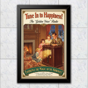 1930 Vintage Golden Voice Radio Reklam Poster