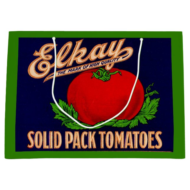 1930s Elkay Solid Pack Tomater burk etikett tryck (Framsidan)