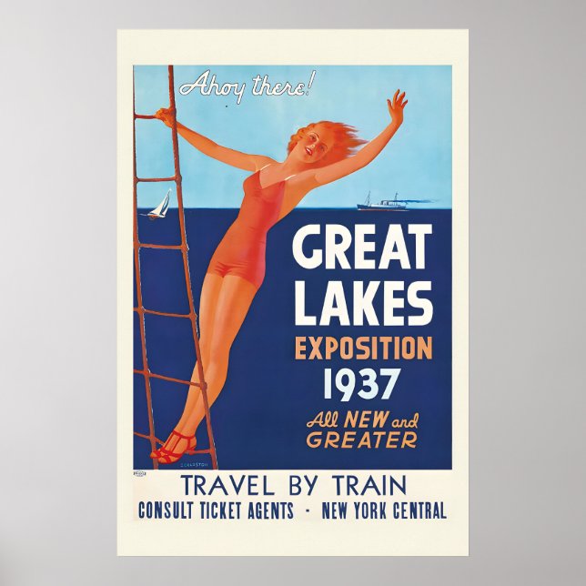 1930s Great Lakes Exposition Cleveland Vintage bli Poster (Framsidan)