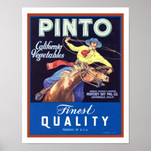 1930's "Pinto" Cowboy Vegetable AD Poster