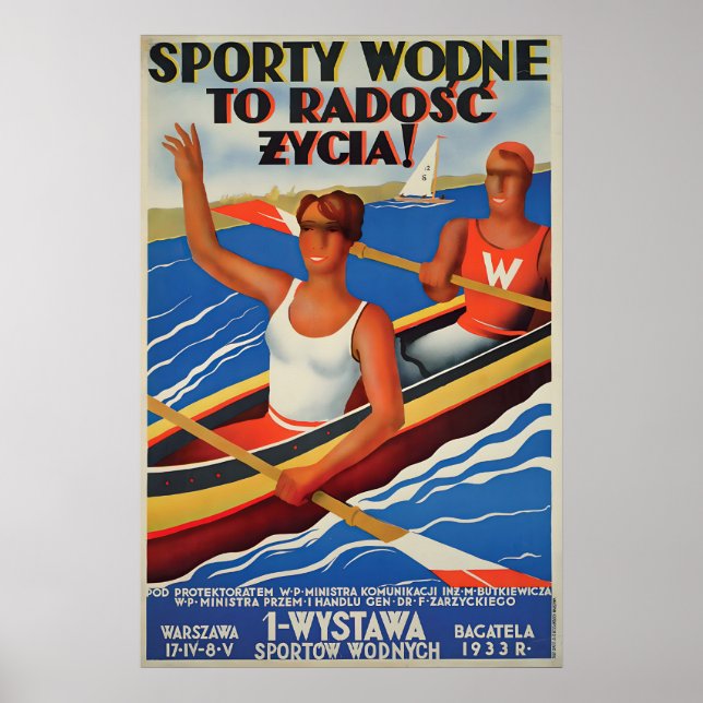 1930s Poland Sports Promotion poster Rowing Public (Framsidan)