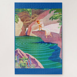 1931 Art deco kvinna vid dammen Pussel