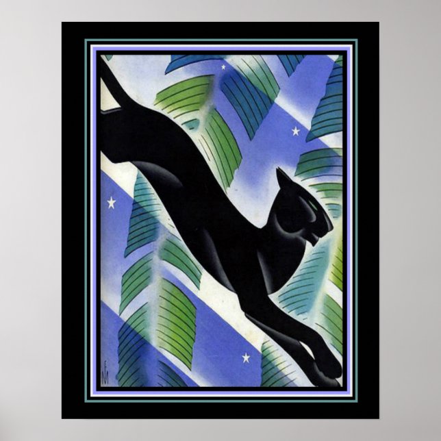 1931 Art deka "Svart panter" Skriv ut 16 x 20 Poster (Framsidan)