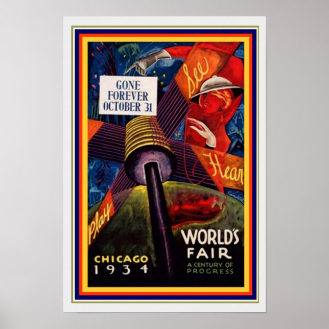 1931 Chicago World's Fair 13 x 19 Poster (Framsidan)