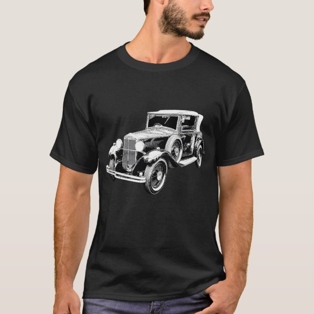 1931 Classic Hillman Wizard Sketch Art T Shirt (Framsida)