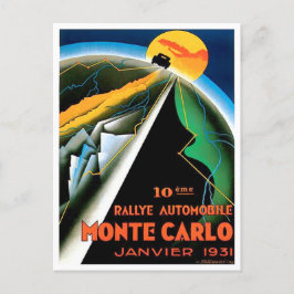 1931 Monte Carlo vintage tävla vykort