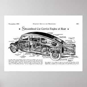 1931 Vintage mekanik, klassisk bil Burney Poster