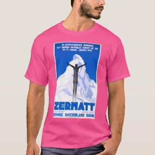 1931 Zermatt Schweiz Ski Travel Poster T Shirt