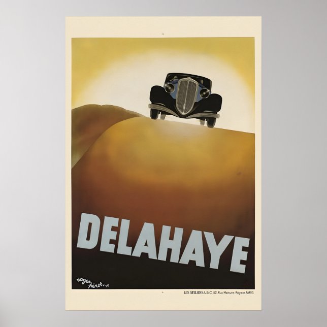 1932 Delahaye Fransk bilreklamaffisch Poster (Framsidan)