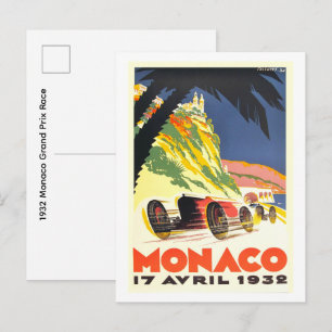1932 Monacos Grand Prix-lopp Vykort