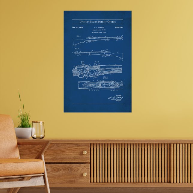 1932 US Patent 1892141 - M1 Garand Rifle Poster (Vardagsrum 2)