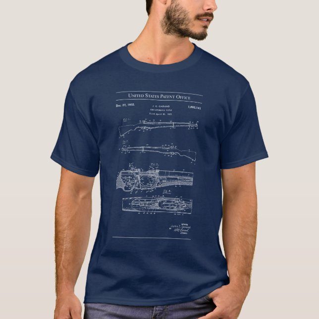 1932 US Patent 1892141 - M1 Garand Rifle T Shirt (Framsida)