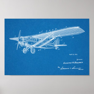 1932-Vintagars flygplansutskrift (Patent Art Teckn Poster