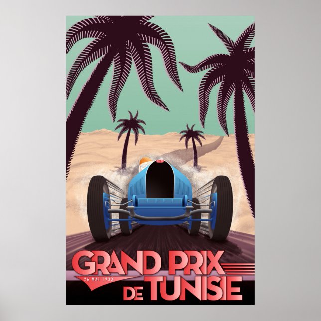 1933 års Grand Prix De Tunisie Poster (Framsidan)