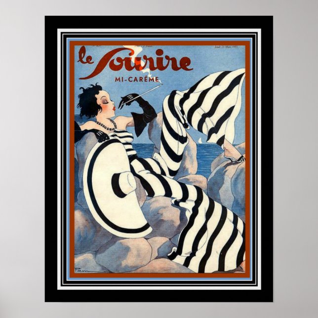 1933 Art Deco Le Sourire Poster 16 x 20 (Framsidan)
