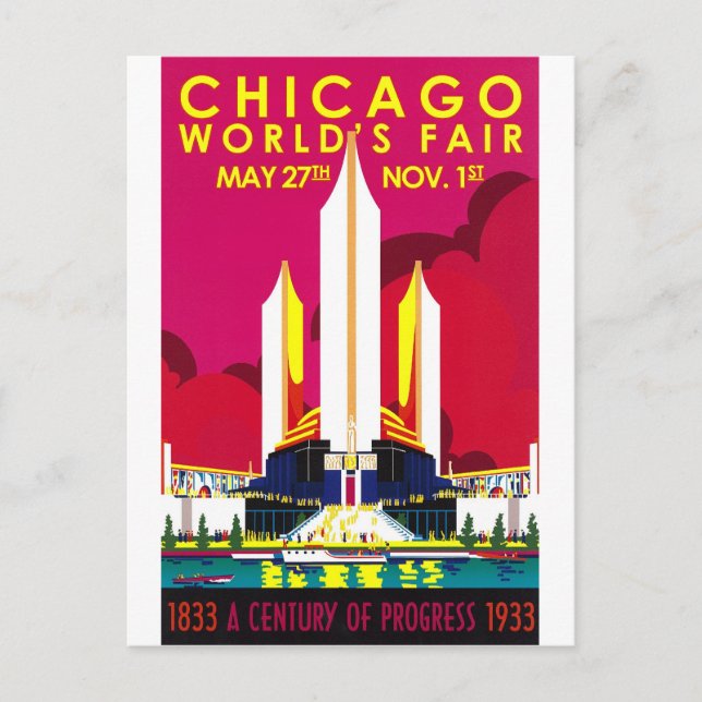 1933 Chicago World Fair Vykort (Framsida)
