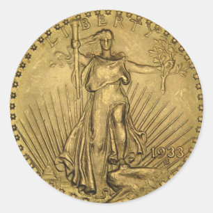 1933 Dubbla Öagle Guld Coin Runt Klistermärke