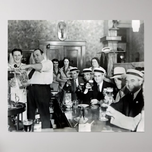 1933 FÖRBUDSSLUT - TAPS FLOWING - CHEERS! POSTER (Framsidan)