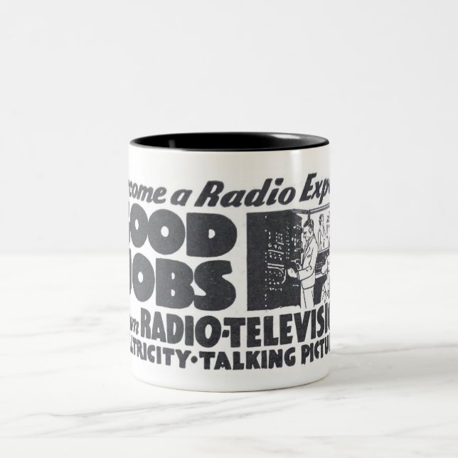 1933 LÄRN RADIOELEKTRICITETSREKVERTISERING Två-Tonad MUGG (Center)