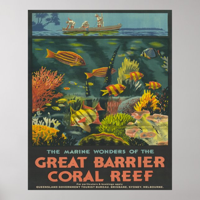 1933 Stora barriärrevet  reseaffisch Poster (Framsidan)