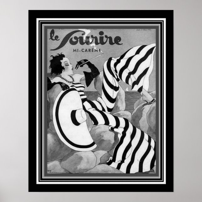 1933 Svartvit Art Deco Le Sourire Poster (Framsidan)