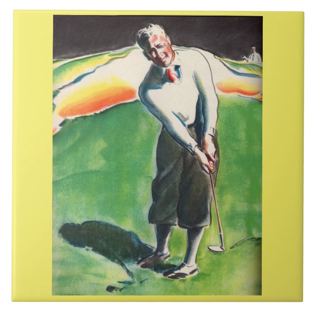 1934 års golfingtryck kakelplatta (Framsidan)